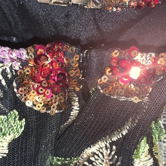 NWOT Fashion Nova Floral Sequins Bustier Top Strapless Babydoll Dress - Picture 13 of 16